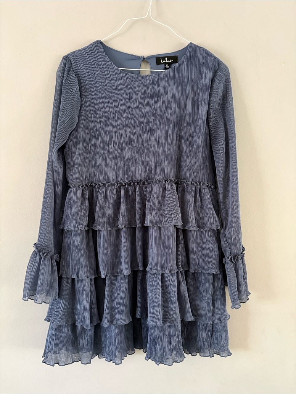 Lulu's Blue Tiered Ruffle Long-Sleeve Dress - Picture 4 of 11